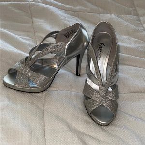 Silver sparkle heels